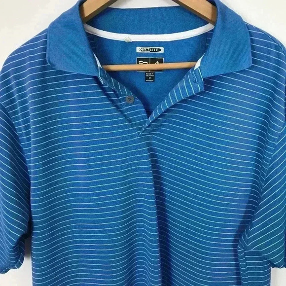Adidas ClimaLite Short Sleeve Polo M Stripes Shirt - Picture 1 of 6